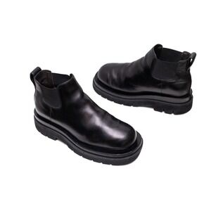 Bottega Veneta Womens‎ Black Leather Chelsea Boots Lug Sole Size:US9/EU39